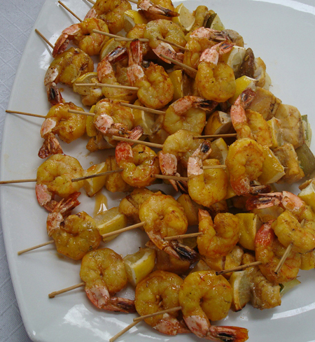 Shrimp and fish skewers