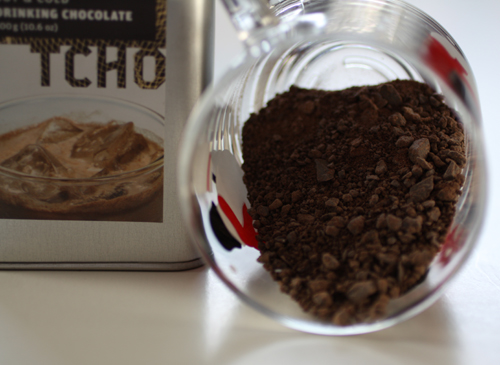 Chocolate crumbles that when mixed with hot water become... Chocolate crumbles that when mixed with hot water become...