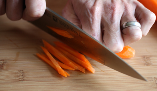 Creating a julienne.