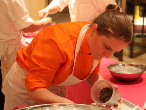 April Bloomfield of the Spotted Pig prepares ceviche.