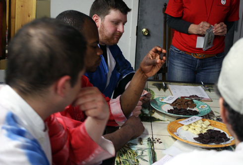 Team Tribeca Grill tries to guess chocolate percentages. Team Tribeca Grill tries to guess chocolate percentages.