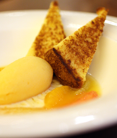 A light finale of citrus and toasted orange cake.
