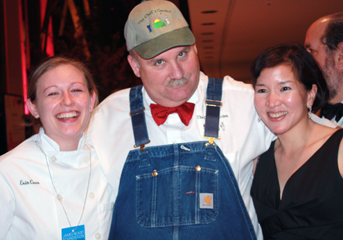 (left to right) Culinary student Erin, Farmer Lee Jones of the Chefs Garden in Cleveland, and yours truly.