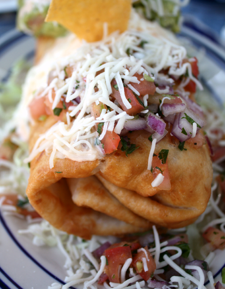 Chow down on a seafood chimichanga.