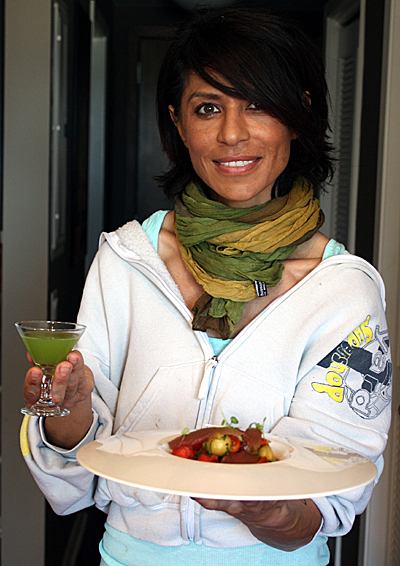 Dominique Crenn, chef of Luce restaurant, serves up melon specialties in her home.