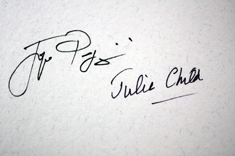 The book, signed by Jacques and Julia.