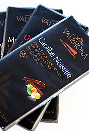 Valrhona chocolate bars for enjoying straight out of hand. Valrhona chocolate bars for enjoying straight out of hand.
