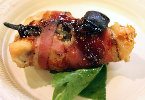 Chicken with sage, figs, and pancetta -- served at a supermarket.