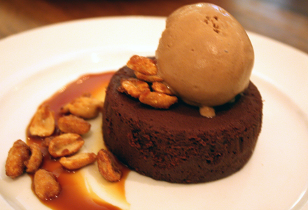 Warm chocolate souffle cake. Warm chocolate souffle cake.