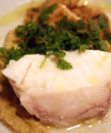 Poached halibut with a little bit of honey.