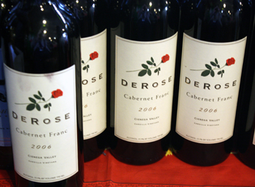 DeRose Vineyards was featured at the September wine dinner.