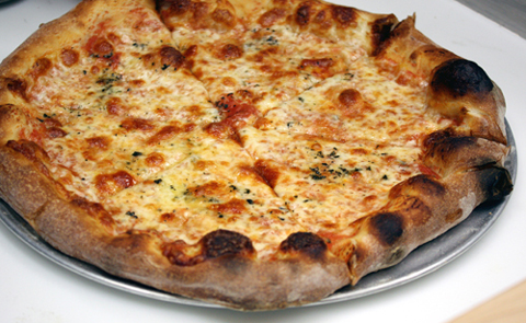 Cheese pizza made with Grande mozzarella of Wisconsin, the cheese of choice of East Coast pies.