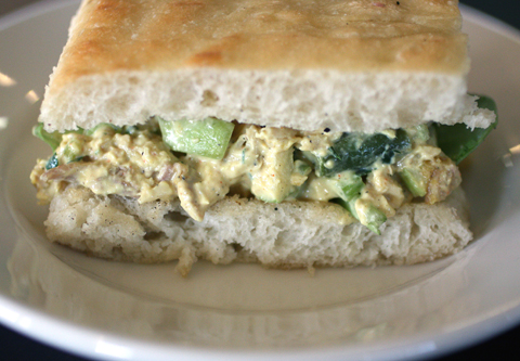 Tony's inventive take on a chicken salad sandwich. Tony's inventive take on a chicken salad sandwich.