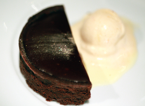 A glittery, gooey chocolate cake.