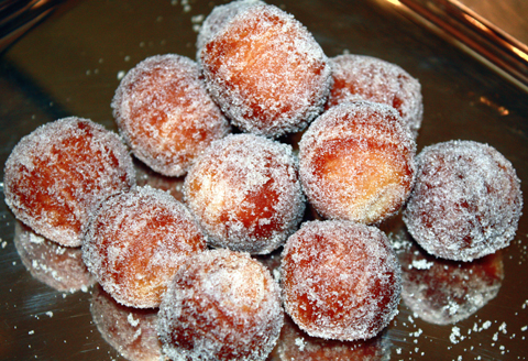 Sugar-dusted donut holes.