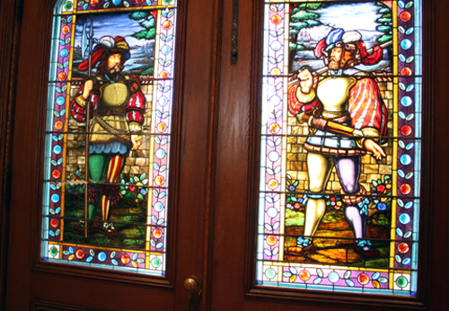 The eye-popping stained glass that greets you after you close the front doors.