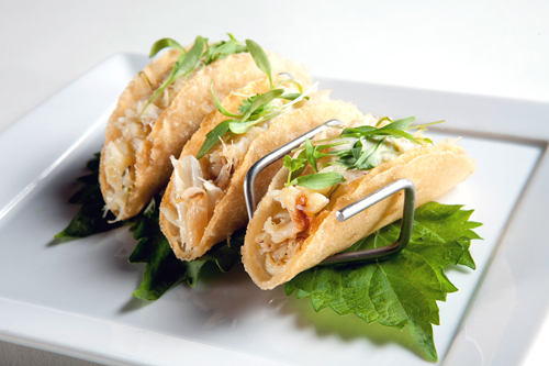 Crispy Dungeness crab tacos at One Market Restaurant. (Photo courtesy of John A. Benson)