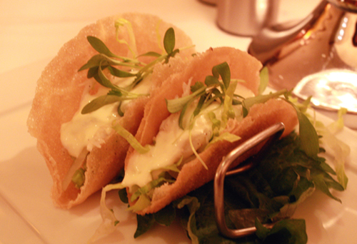 Mini Dungness crab tacos.