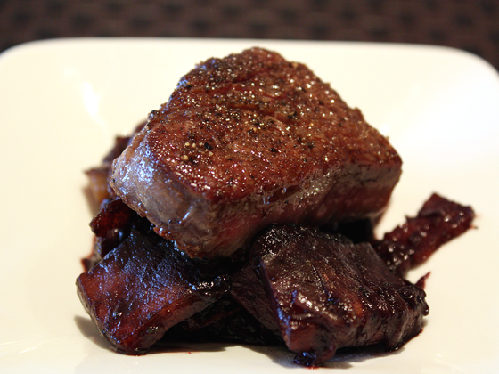 Kobe beef filet in a Cab reduction sauce.