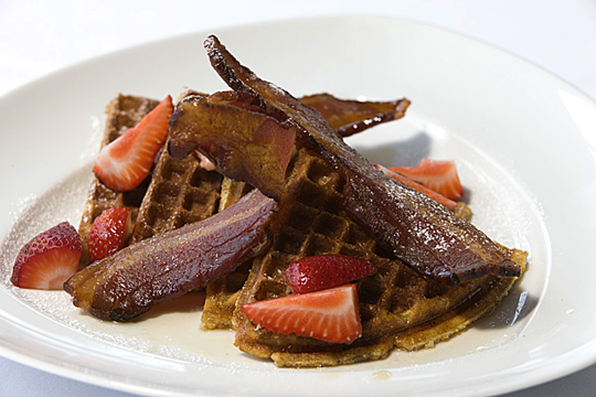 Waffles with bacon. (Photo courtesy of Epic Roasthouse)