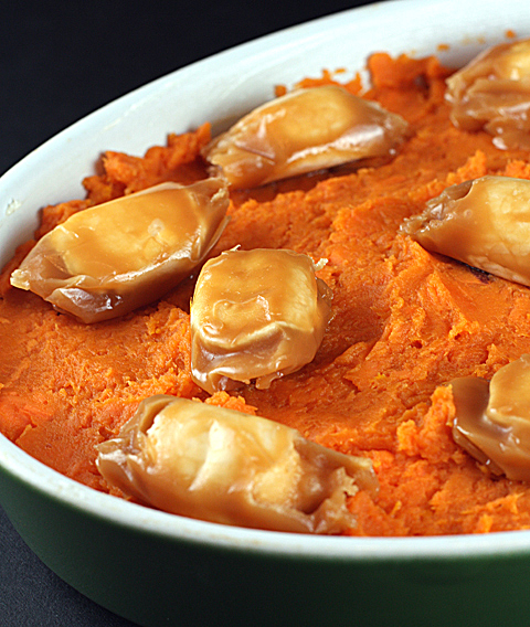 Scatter the Scotch Kisses over the top of mashed sweet potatoes....