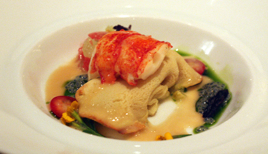 Luxurious butter-poached lobster.