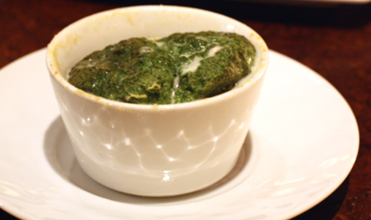 An airy spinach souffle.