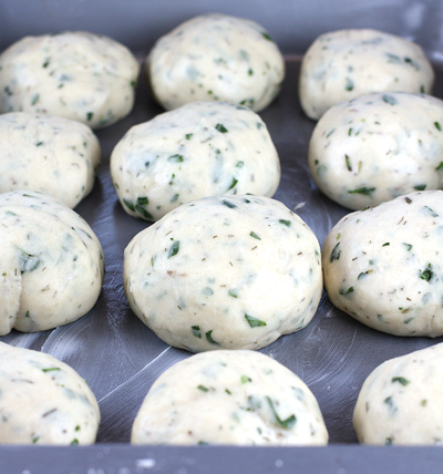 Balls of dough prior to rising.