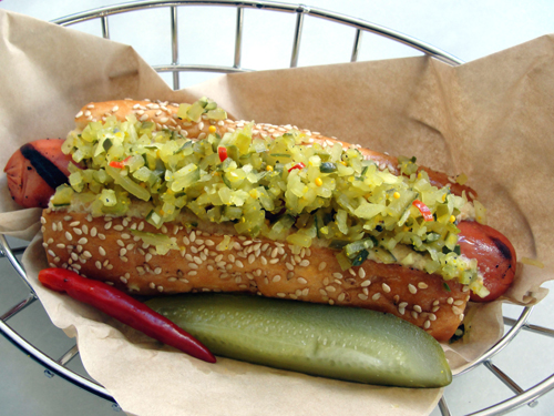 Show Dogs' 4505 dog with homemade pickle relish. (Photo courtesy of the restaurant)