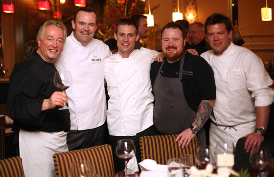 A gathering of chefs from last year's event: (L to R) Roland Passot, Charlie Palmer, Bryan Voltaggio, Kevin Gillespie and Tyler Florence. (Photo courtesy of Charlie Palmer)