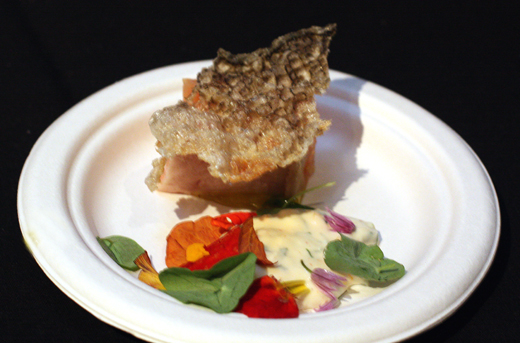 Michael Cimarusti, chef of Providence in Los Angeles, prepared slow-roasted King salmon with crispy skin.