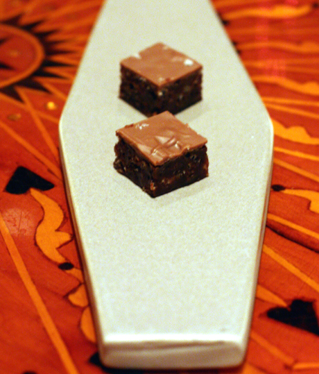 Chocolate caramels that go crunch in the night.