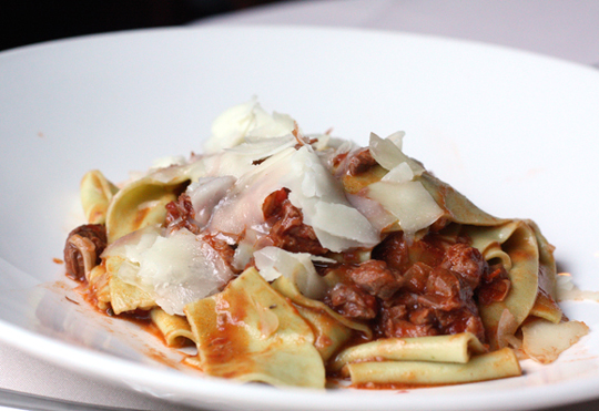 Lamb ragu with spinach pappardelle.