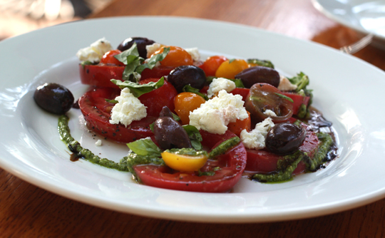 Heirloom tomatoes with goat cheese.