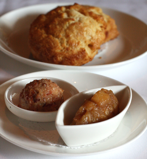 Biscuits with sausage-maple-pecan butter. Holy moly!