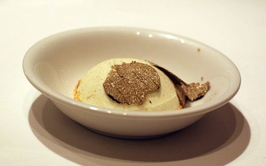 Vanilla mousse with shaved white truffles. 