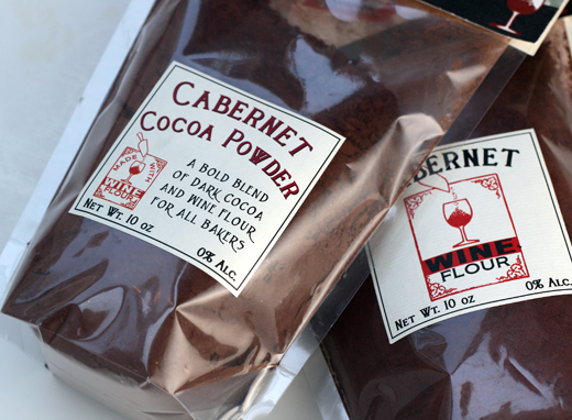 Cabernet Wine Flour and Cocoa Powder come in resealable bags.