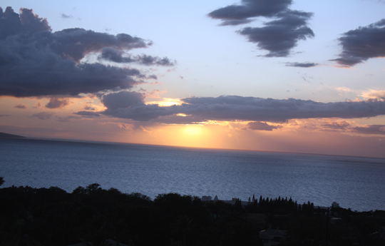 Sunset from the lanai of Hotel Wailea.
