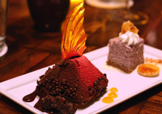 It's a volcano! No, it's actually chocolate mousse.