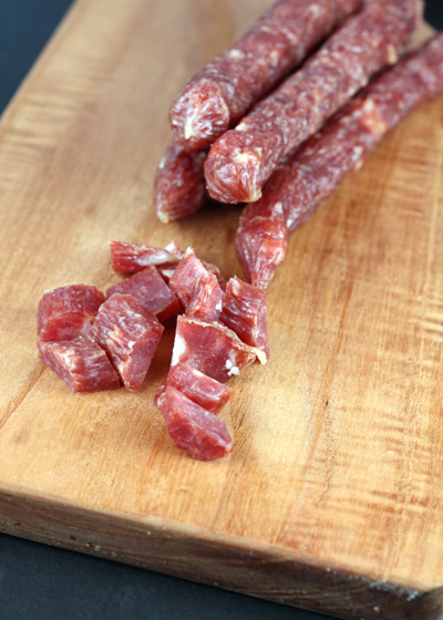 Chinese sausage, found in the refrigerator case of Chinese markets.