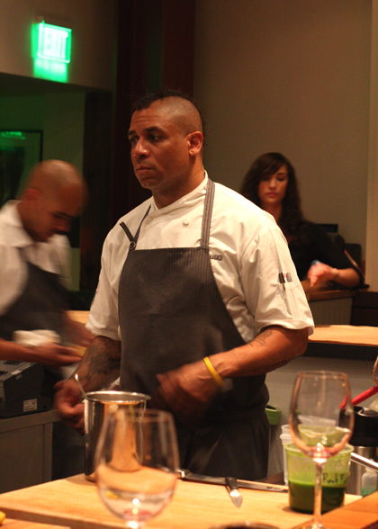 Chef Russell Jackson directing his crew in the kitchen.
