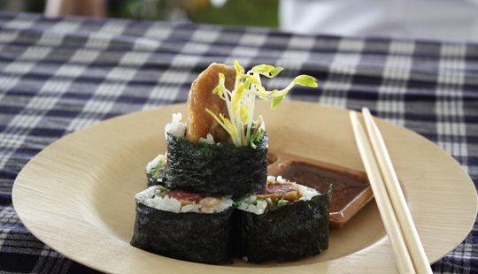 Korean-style beef sushi rolls.
