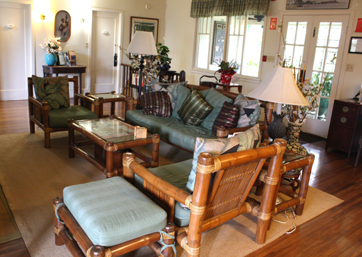 The plantation-style sitting area in the main house.