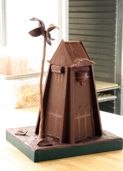 A chocolate replica of a tower at San Jose State made for a special event on campus.