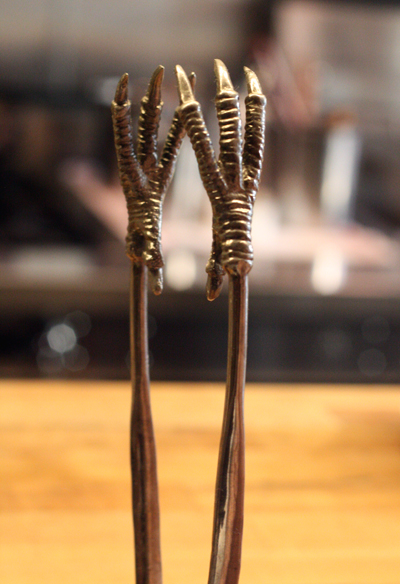Talon tongs. Would you believe the chef received it as a wedding gift?