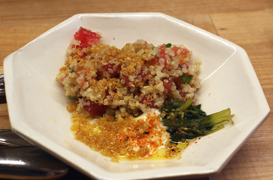 Ahi tartare with quinoa.