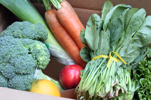 A typical small box of produce box from the new Full Circle delivery service.