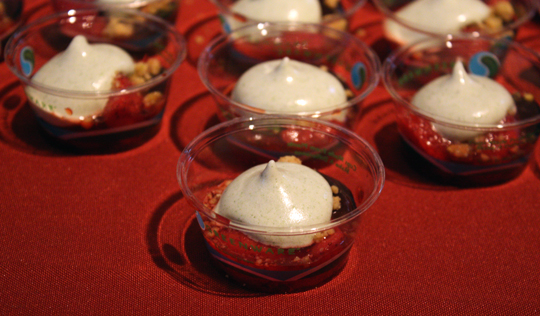 Absinthe's roasted strawberries with tarragon meringue.