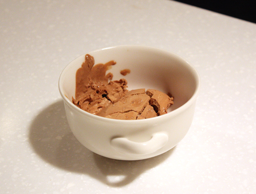 The Dommen-Bazirgan chocolate ice cream made with liquid nitrogen.