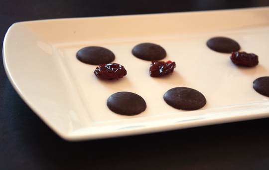 Dark chocolate and dried cherries.